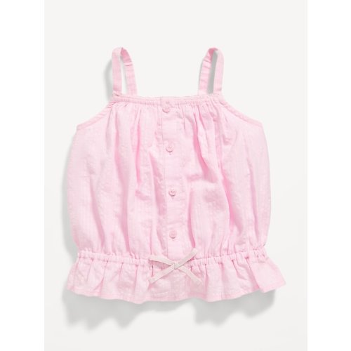 Sleeveless Buttoned Peplum Tank Top for Toddler Girls