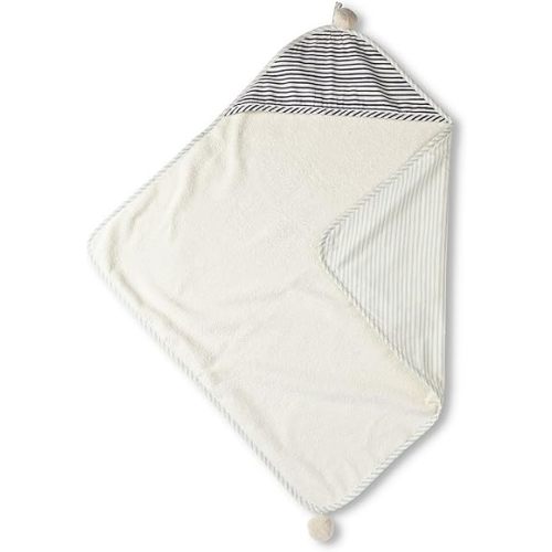 PEHR Hooded Towel, Stripes Away Pebble Grey | Absorbent French Terry & Soft Brushed 100% Cotton | 30” x 30”