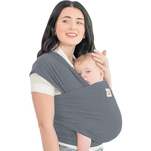 KeaBabies Baby Wrap Carrier - All in 1 Original Breathable Baby Sling, Lightweight,Hands Free Baby Carrier Sling, Baby Carrier Wrap, Baby Carriers for Newborn, Infant,Baby Wraps Carrier(Midnight Gray)