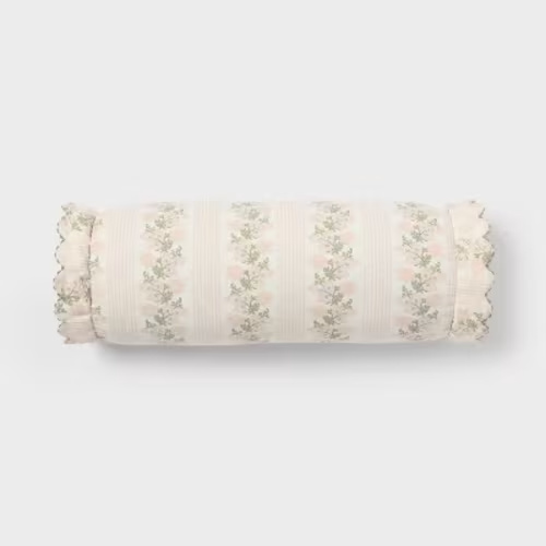 18"x7" Bolster Striped Floral Decorative Throw Pillow for Dorm - Threshold™