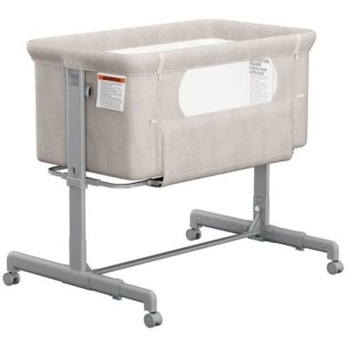 BabyBond 3-in-1 Baby Bassinet with Comfy Mattress, Wheels & 6 Height Adjustments(Beige)