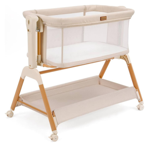 Ezebaby Baby Bassinet Bedside Sleeper: 3-in-1 Rocking Bassinet for Baby - Breathable Full-Mesh Crib with Mattress | 6 Height Adjustable | Portable Crib with Lockable Wheels for Newborns