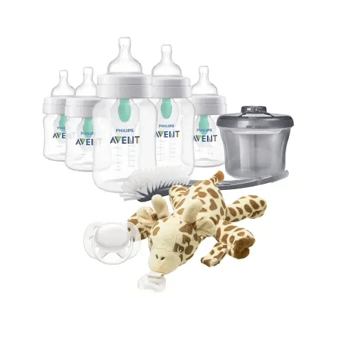 Philips AVENT Anti-Colic Baby Bottle with AirFree Vent Newborn Gift Set with Snuggle, Clear, SCD306/10