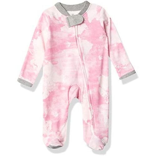 HonestBaby Baby Girls' Sleep and Play Footed Pajamas One-Piece Sleeper Jumpsuit Zip-front Pjs Organic Cotton