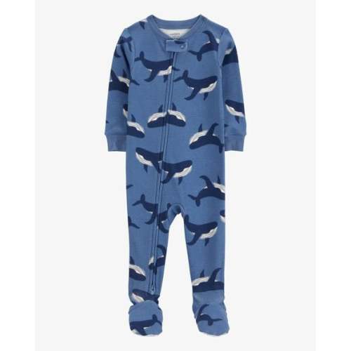 Baby Whale Print Snug Fit Cotton Footie 1-Piece Pajamas - Navy - Carter's | Carter's