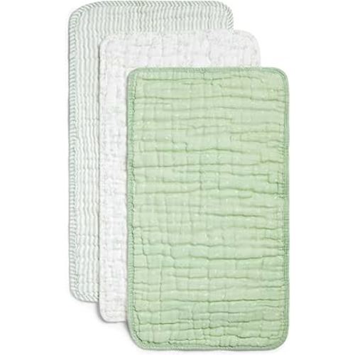 Nana Baby Burp Cloths | 100% Organic Muslin Cotton | Set of 3 (Pistachio/Cream)