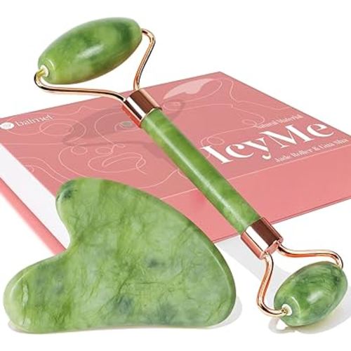 BAIMEI Gua Sha & Jade Roller Facial Tools Face Roller and Gua Sha Set for Puffiness and Redness Reducing Skin Care Routine, Self Care Gift for Men Women, Valentine's Day Gifts - Green