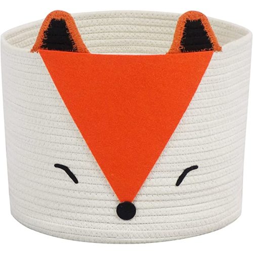 T&T Homewares Orange Fox Storage Basket - Medium, Multipurpose for Baby Diapers, Laundry, Kids Room, Dog/Cat Toys - Ideal for Woodland Nursery Decor & Organizing