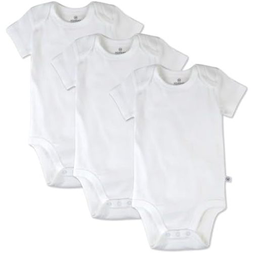 HonestBaby 3-pack Short Sleeve Bodysuits One-piece 100% Organic Cotton for Infant Baby Boys, Girls, Unisex