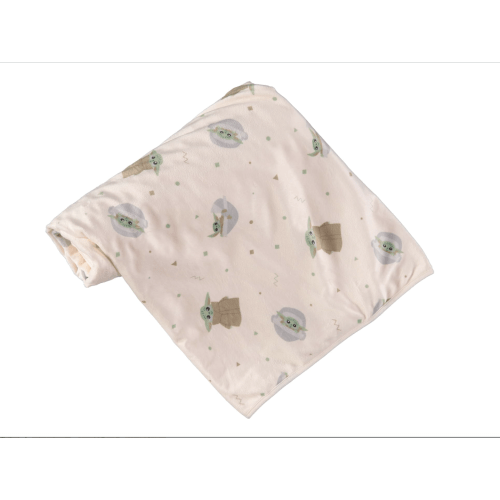 Star Wars Mandalorian Baby Unisex Plush Blanket – Baby Yoda Baby Gifts - Soft Baby Blankets (Off-White/Green, 0-12 Months) - Off White/Green