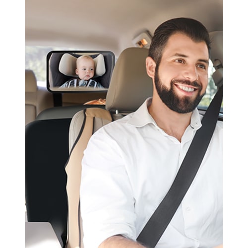 Shynerk Baby Car Mirror, Safety Car Seat Mirror for Rear Facing Infant with Wide Crystal Clear View, Shatterproof, Fully Assembled, Crash Tested and Certified - Black