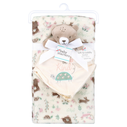 Baby Starters Blanket with Bear Snuggle Set, 30"x34", Cream