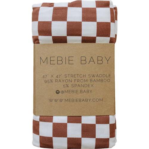 rust checkered bamboo stretch swaddle