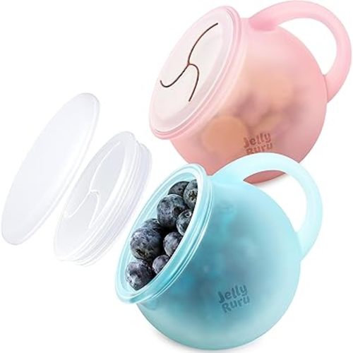 Silicone Snack Cups for Toddlers Spill Proof, Baby Snack Containers for Travel Toddler Essentials, Bevel Versatile Toddler Snack Cups, BPA Free Kids Snack Cups, 2PCS