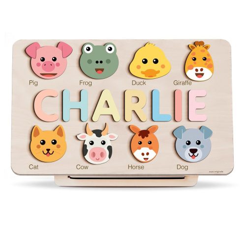 Personalized Wooden Name Puzzle with Animals – Set1 – Zuzu Puzzle
