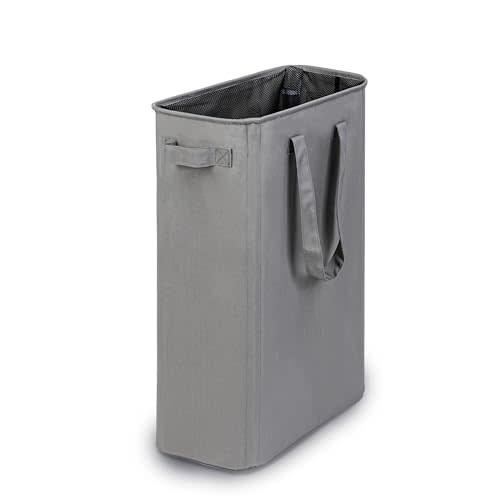 efluky Slim Laundry Basket, Narrow Laundry Hamper with Handles, Collapsible Dirty Clothes Hamper, Tall Laundry Bin for Laundry Room, Dorm and Bedroom, 12.7 Gallons(48L) Grey