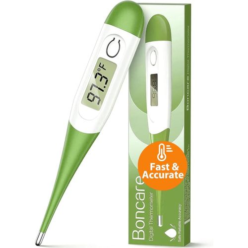 Boncare 10 Seconds Oral Thermometer for Adults and Kids - Accurate & Safe Rectal Thermometer for Baby with Fever Alarm, Digital Thermometer FSA HSA Eligible (Green)