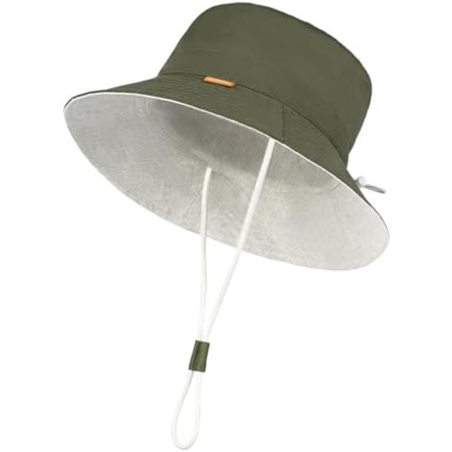 Unisex Baby Sun Hat Linen Cotton,Adjustable Toddler Kids Boy Summer Hats with UPF 50+ Sun Protection(5 Sizes/0-8T)
