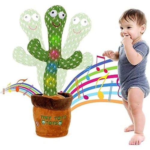 Dancing Cactus Mimicking Toy for Baby - Talking Cactus That Mimics and Sings - 125 Songs 35 Nursery Rhymes for Toddlers and Up | Repeats, Mimics and Wiggles with Dazzling LED Lights