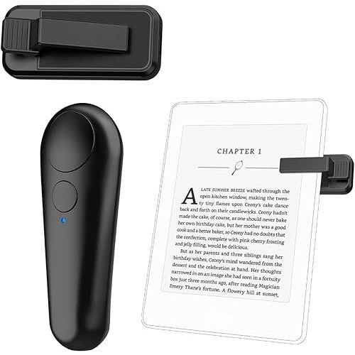 RF Remote Control Page Turner for Kindle Paperwhite Kobo eReaders, Remote Page Turner for Phone iPad iOS Android Tablets Taking Reading Novels Taking Accessories, Black