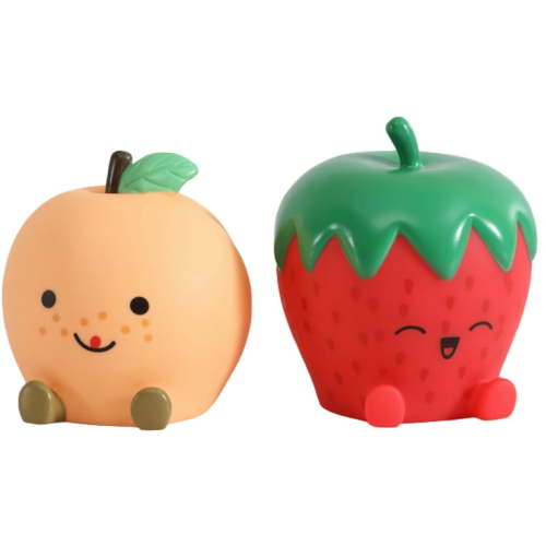 Urban Shop 5" 2 Pack Food Figural LED Mood Light, Strawberry and Peach