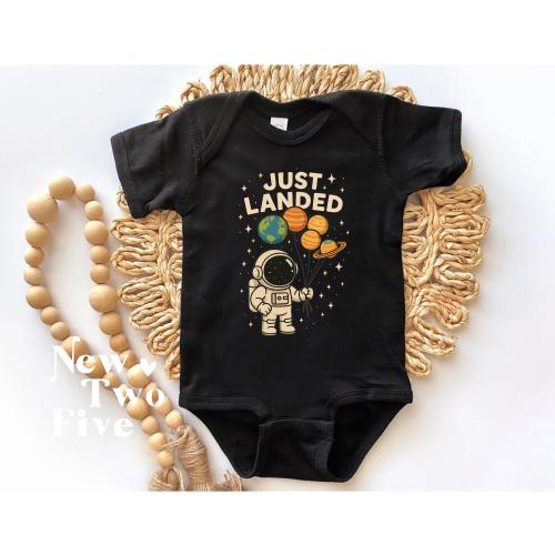 Just Landed Astronaut Baby Bodysuit: Space Theme Newborn Gift