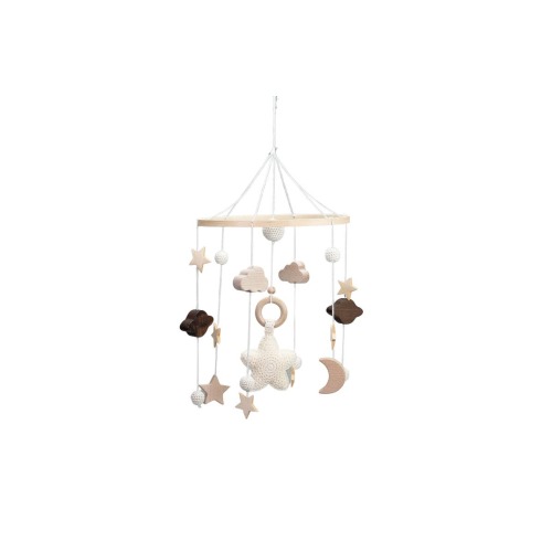 Baby Nursery Wooden Hanging Toy Crib Mobile, Animal Safari