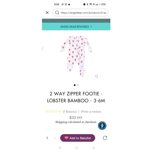 2 Way Zipper Footie - Lobster Bamboo