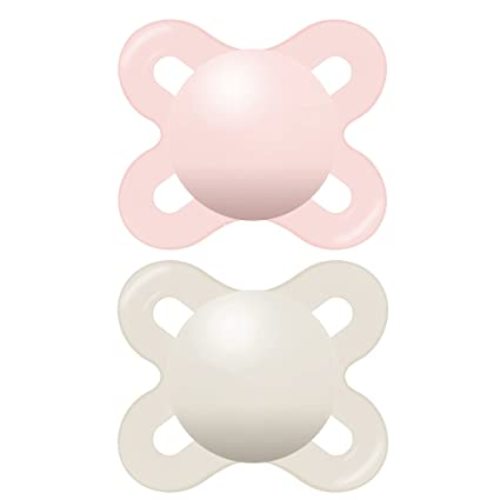 MAM Original Start Matte Newborn Baby Pacifier, Best Pacifier for Breastfed Babies, Sterilizer Case, Girl, 0-3 Months (Pack of 2)