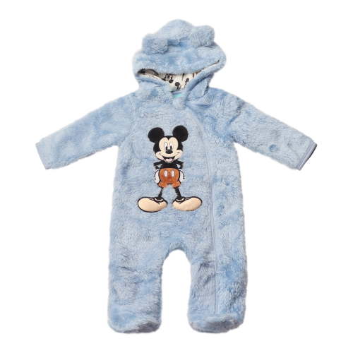Disney Clothes Baby Boy Hooded Pram Suit - Newborn Fleece Coverall Footies with Ears Mickey Mouse, Winnie the Pooh, and Dumbo Infant (0/3M–6/9M)
