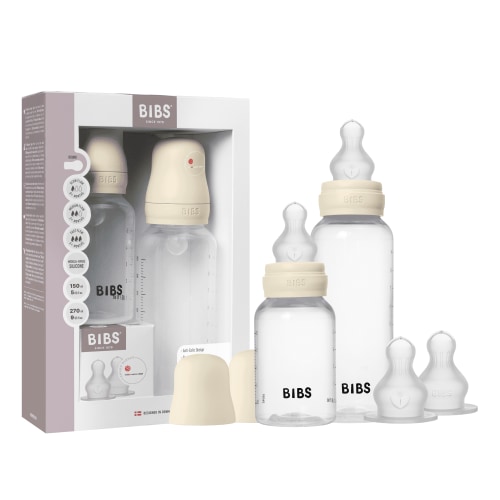 BIBS Grow & Flow Bottle Starter Kit, Silicone, 5 oz & 9 oz, Ivory, 5 oz & 9 oz, 2 Pack