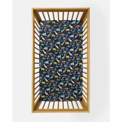 Navy Jurassic Jungle Fitted Crib Sheet - Little Sleepies