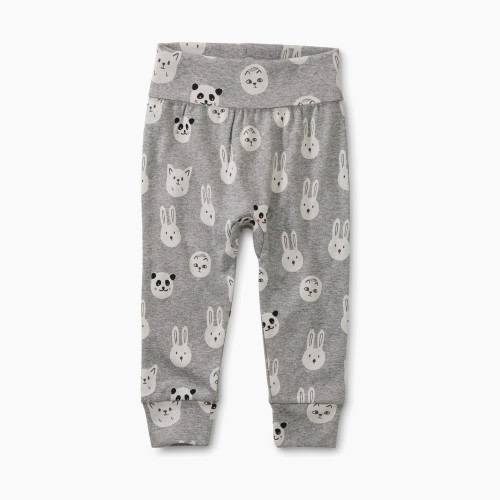 Tea Collection Fold-Over Waist Baby Pants - Animal Buns, 3-6M