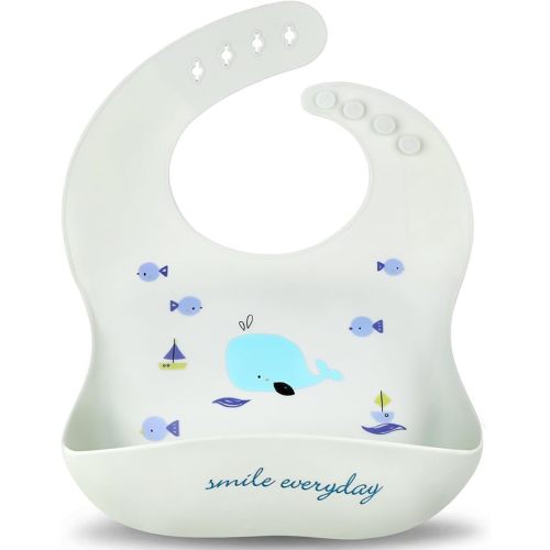 Accmor Silicone Baby Bibs, Waterproof Soft Bibs for Baby Girls Boys Feeding Eating, Silicone Baby Bibs with Large Pocket