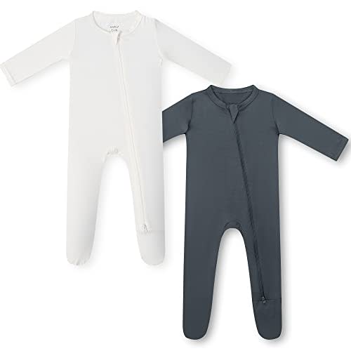 HAPIU Rayon from Bamboo Baby Footed Pajamas, 2 Way Zipper YKK, Footie for Baby Boy Girls, Newborn-24 Months