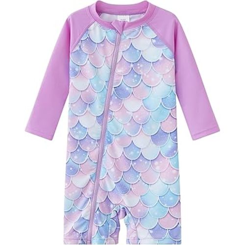 UMELOK Baby Girls' One Piece Swimsuit Full Zip UPF 50+ Sun Protection Swimwear Rash Guard Swim Suit