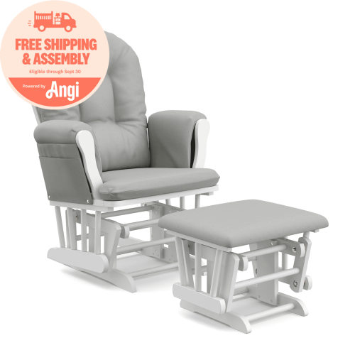 Storkcraft Hoop Infant Nursery Glider and Ottoman, White with Light Gray