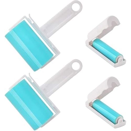 Washable Gel Lint Roller 4 Pack, Reusable Sticky Lint Roller Portable Dog Cat Pet Hair Remover Brush for Clothes, Pet Hairs, Travel Household, Carseats