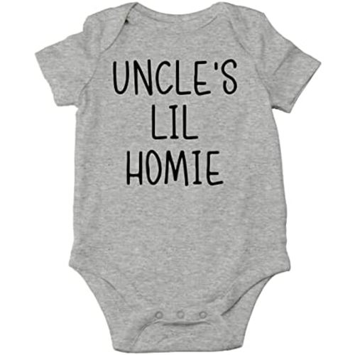 AW Fashions Uncle’s Lil Homie Baby Bodysuit Funny Cute Newborn Romper Adorable Clothing Unisex Girls Boys