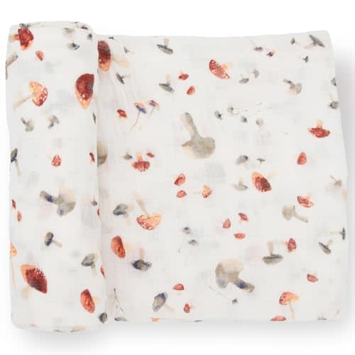 Little Unicorn Premium Cotton Swaddle Baby Blanket | Breathable Fabric | for swaddling, Play, Nursing & More (Mushrooms)