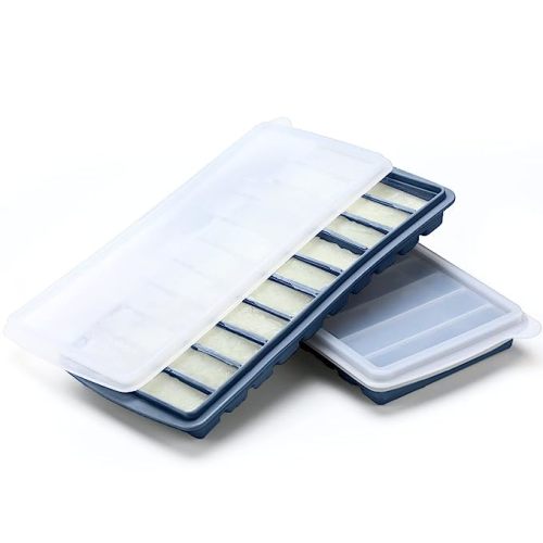 Eaasty 2 Pieces Breastmilk Storage Container Baby Food Milk Silicone Freezer Trays with Lid Breastmilk Freezer Tray Organizer Ice Trays Silicone Storage Bag Tray 10-1 oz Bars(Green)