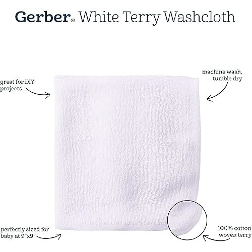 Gerber Washcloth, White, 6-Count (Pack of 2)