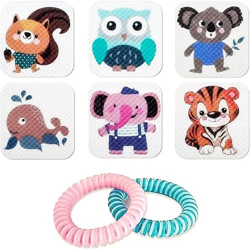 Paquete de 120 calcomanías de parches de mosquitos para adultos y niños, calcomanías resellables con 2 pulseras de mosquitos, parches de mosquitos para niños, parches de mosquitos para