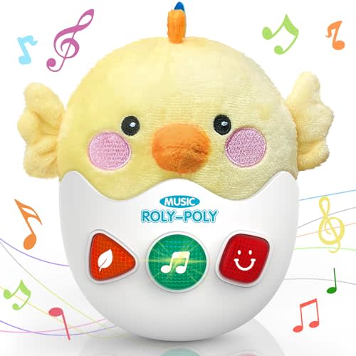 WOWOHAGE Baby Toys 0-6-12 Months, Plush Chick Musical Toys, Cute Stuffed Animal Infant Toys with Light & Sounds, Roly-Poly Sensory Toy Birthday Gift for Newborn Boys & Girls