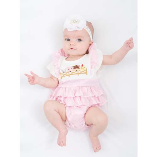 Embroidered Baby Farm Friends Ruffle Bubble
