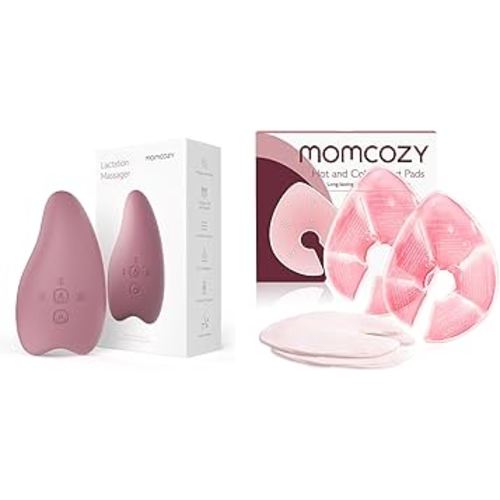 Momcozy Warming Lactation Massager 2-in-1 & Larger Breast Therapy Packs, Hot and Cold Breast Pads