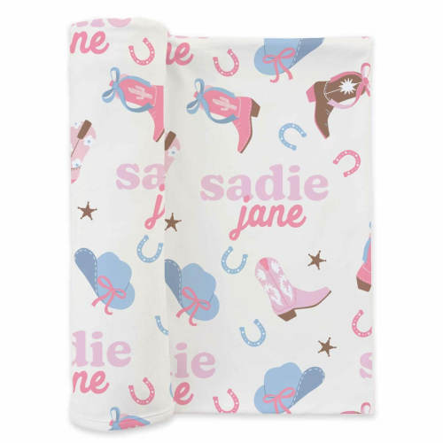 Boot Scootin' Personalized Swaddle Blanket