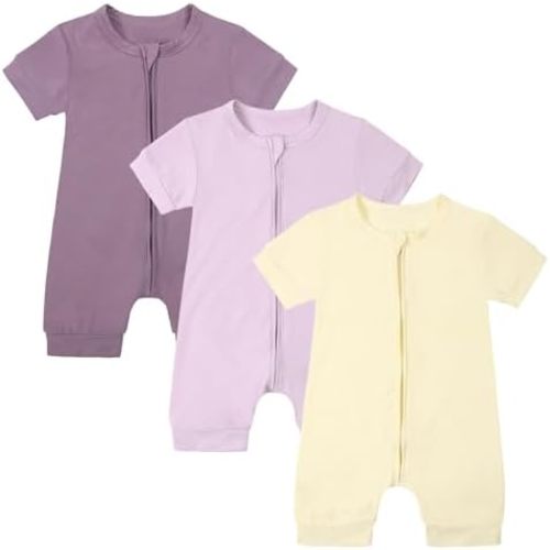 0-3 Month Short Sleeve Baby Sleeper w/ Two Way Zipper. Feel feee to pick any color, pattern or brand, just the two-way zipper is a must :)