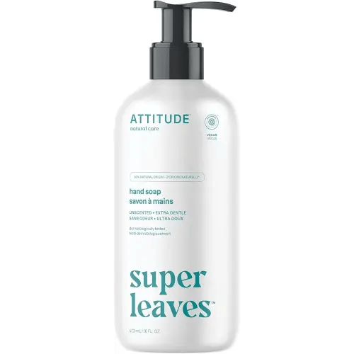 ATTITUDE Liquid Hand Soap, EWG Verified, Plant and Mineral-Based, Vegan Personal Care Products, Unscented, 16 Fl Oz