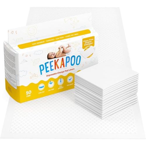 Peekapoo - The Original Disposable Baby Changing Pad Liners – 50 Pack | Super Soft, Waterproof, Ultra Absorbent | Portable, Travel-Friendly, Mess-Free Diaper Changes Anywhere